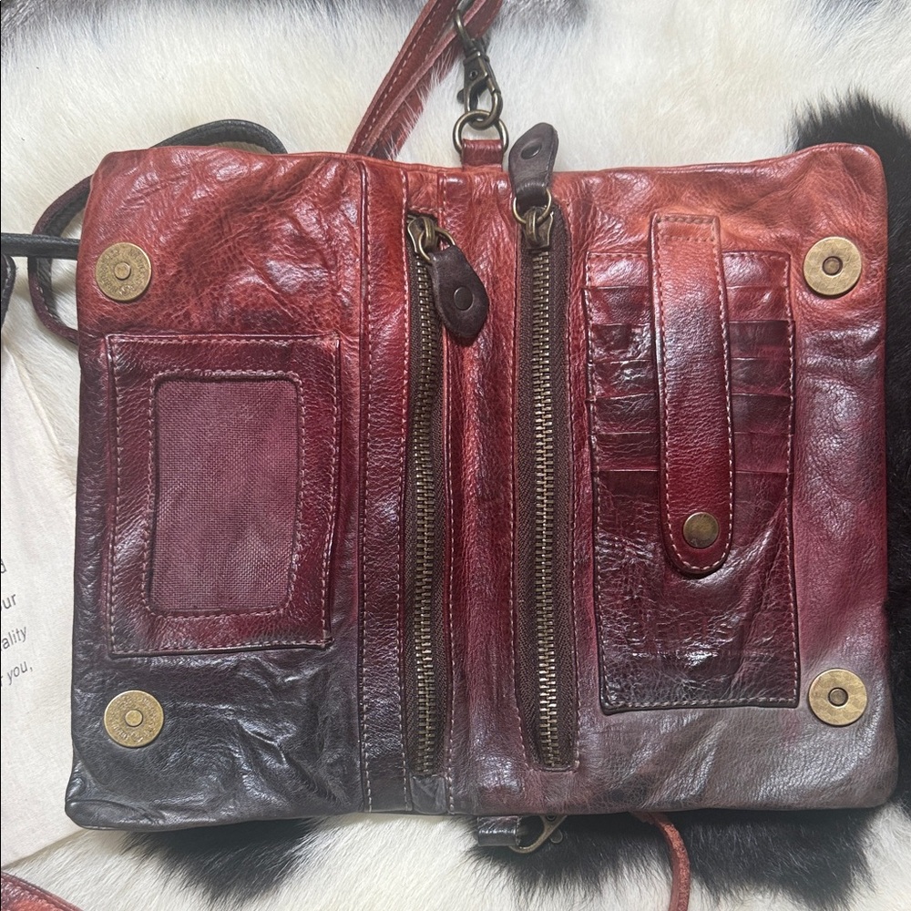 Bed|Stü Leather Cadence Wallet Wristlet Crossbody Bag Tie Dye - Picture 5 of 9